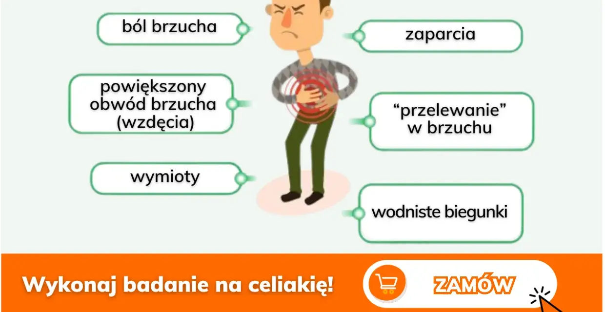 Ból brzucha, zaparcia, wzdęcia, wymioty, przelewanie i wodniste biegunki to objawy celiakii u dzieci. Wykonaj badanie!