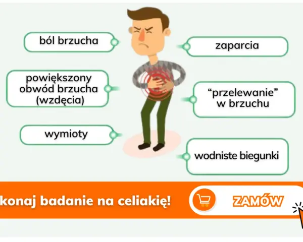 Ból brzucha, zaparcia, wzdęcia, wymioty, przelewanie i wodniste biegunki to objawy celiakii u dzieci. Wykonaj badanie!